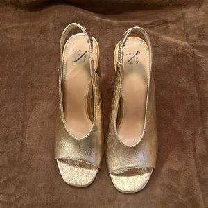 Gold Block Heel Sandal